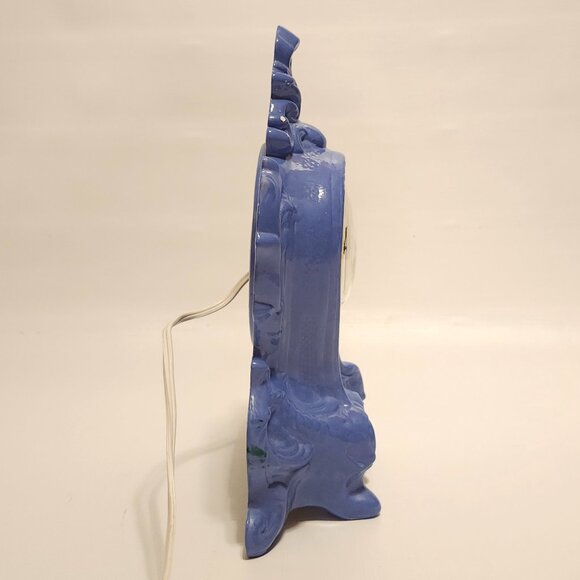 Vintage Blue Lanshire Mantle Clock Holland Mold Ornate Antique Porcelain Works - Picture 9 of 13